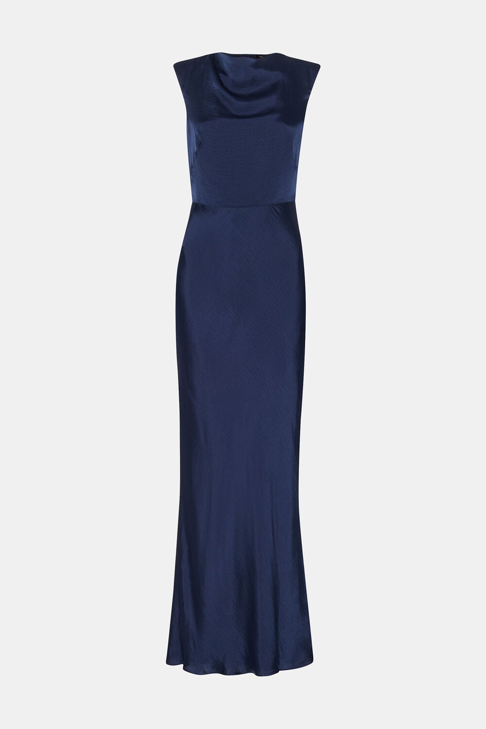 Navy Cowl Neck Satin Maxi Dress