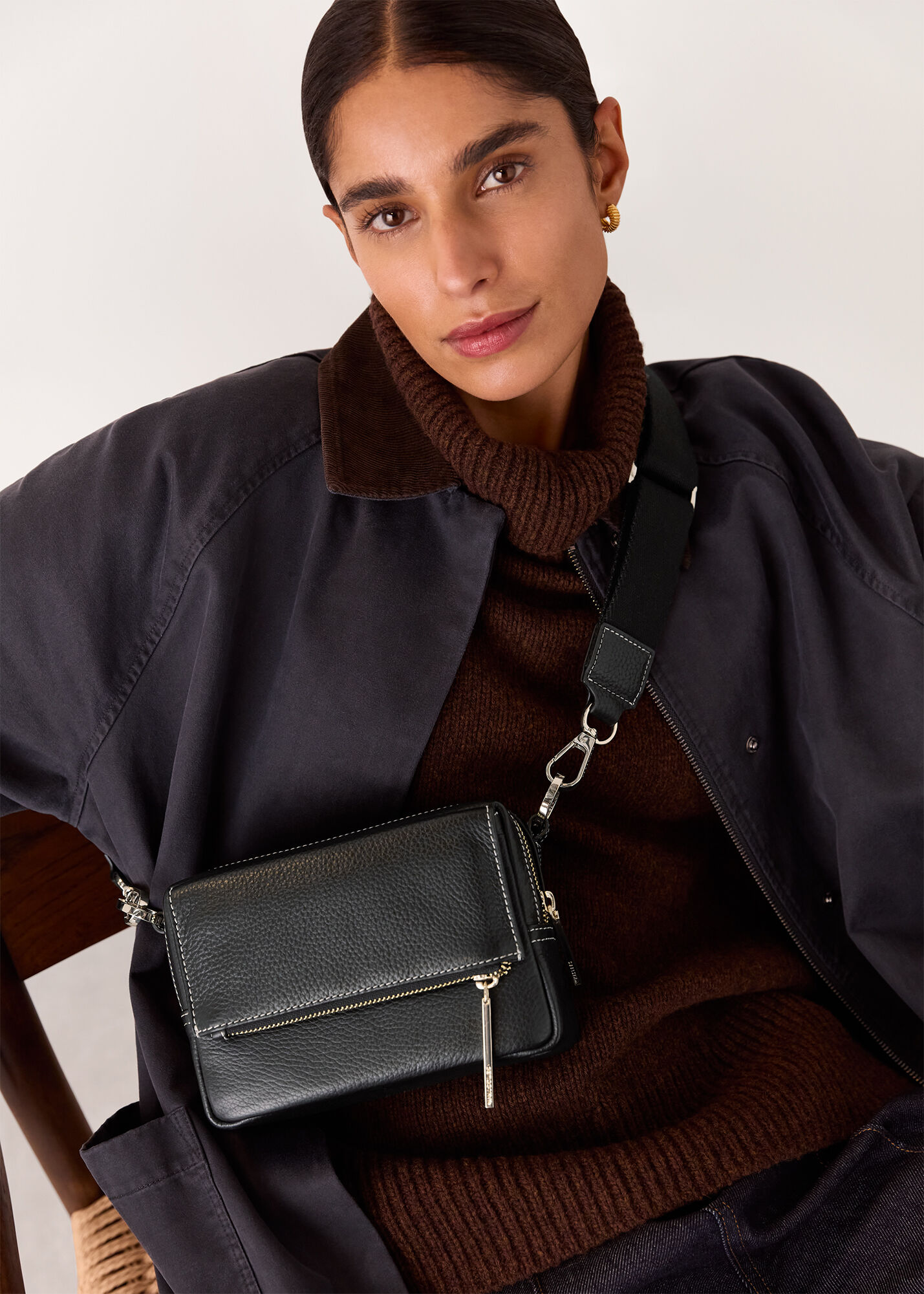 Black Bibi Stitch Crossbody Bag | WHISTLES | Whistles US |