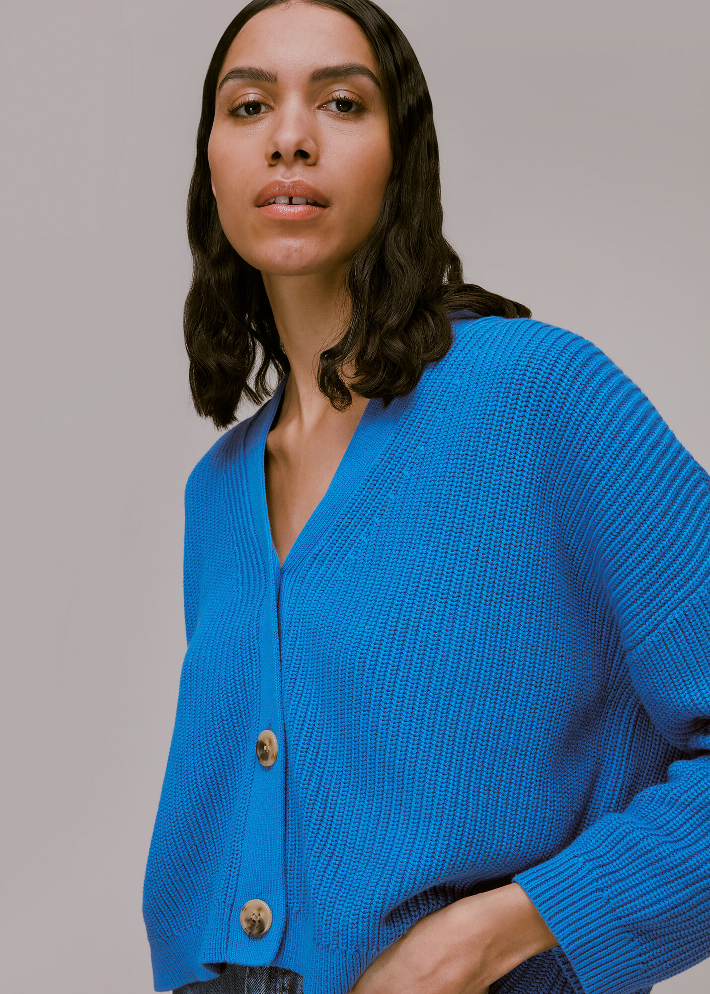 Blue Mara Knitted Cardigan WHISTLES Whistles
