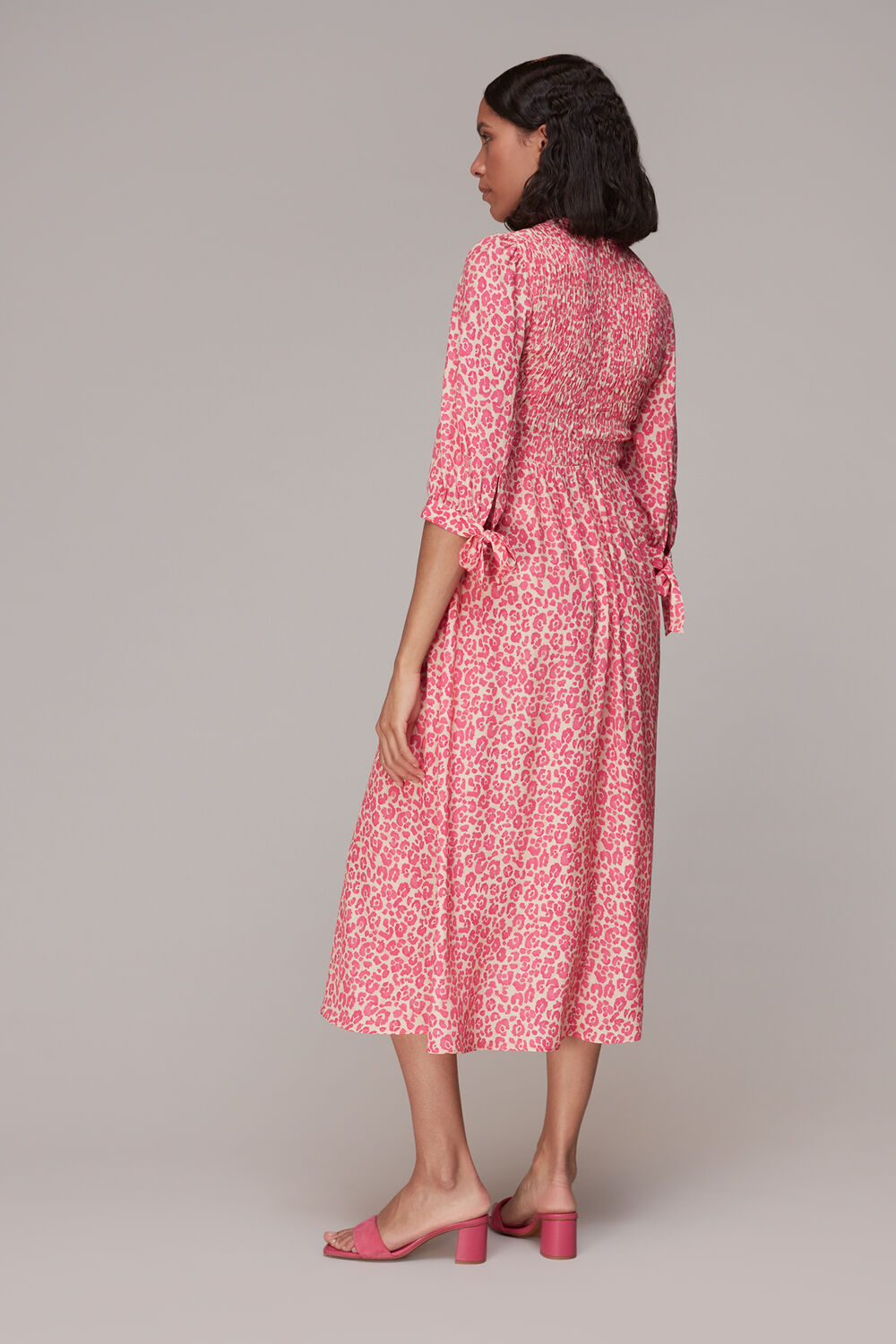 Cheetah Print Shirred Dress