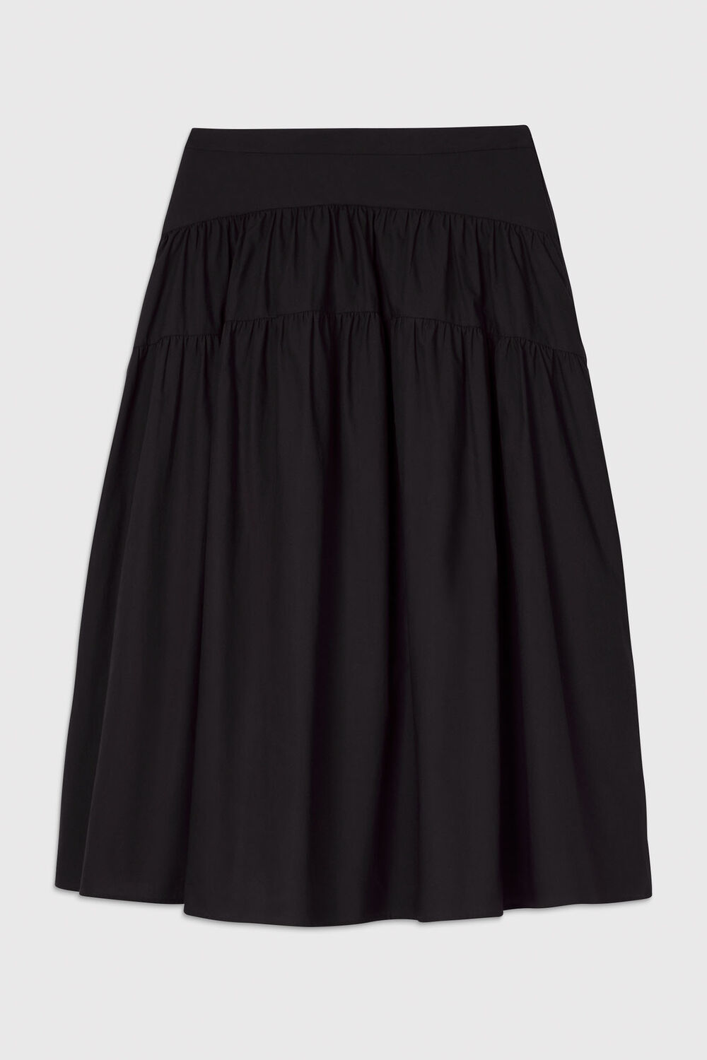 Black Tier Hem Cotton Skirt