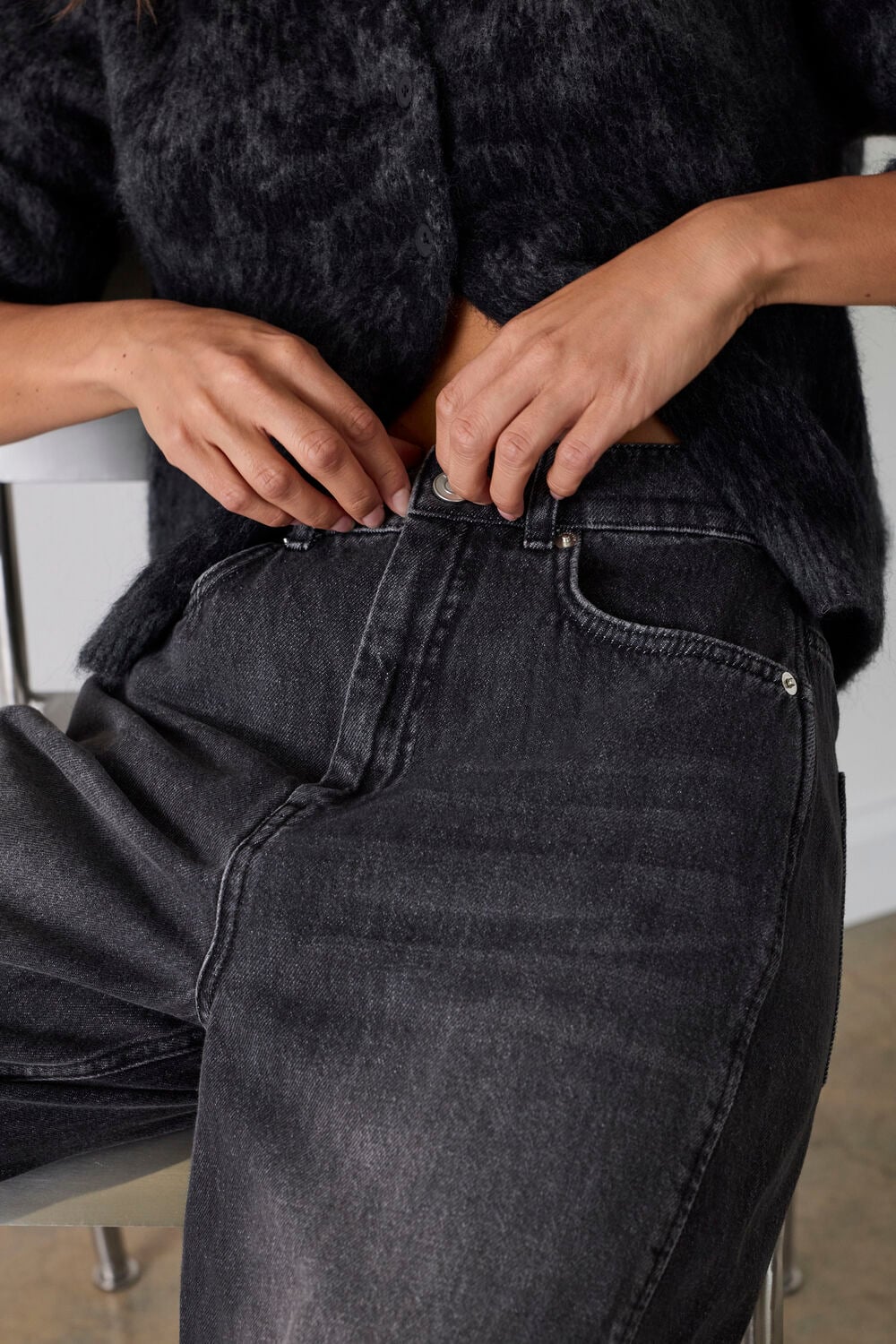Grey Authentic Barrel Leg Jean