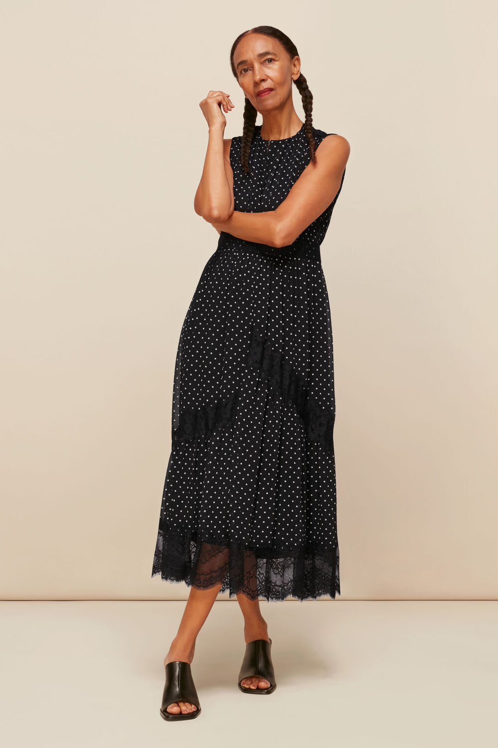 Spot Lace Midi Dress