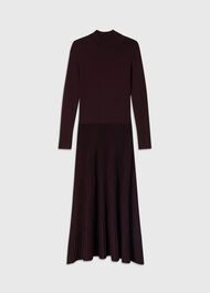 Petite Funnel Neck Pleated Knit Dress