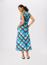 Petite Checked V Neck Textured Dress