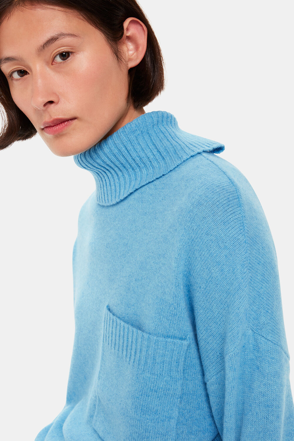 Wool Roll Neck Pocket Sweater