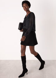 Metallic Dobby Frill Blouse