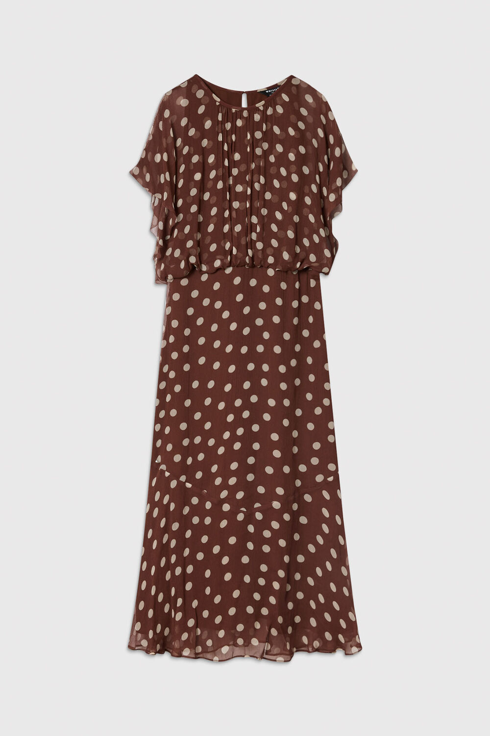 Brown Petite Polka Dot Print Midi Dress