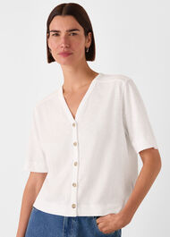 Ella V Neck Button Through Tee