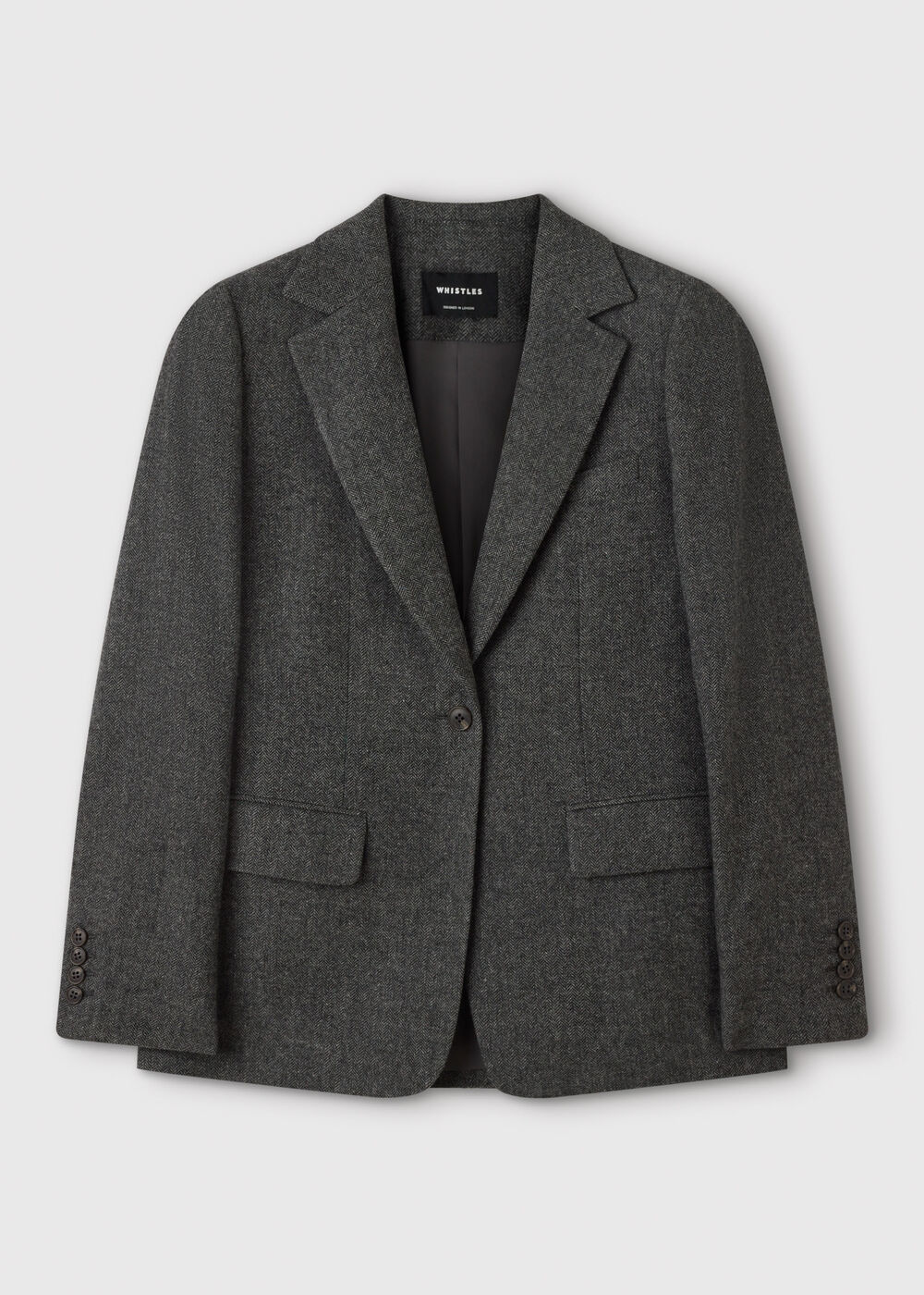 Petite Herringbone Wool Blend Blazer