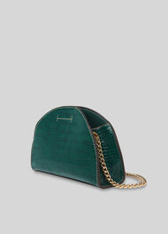 Miri Half Moon Croc Bag Dark Green