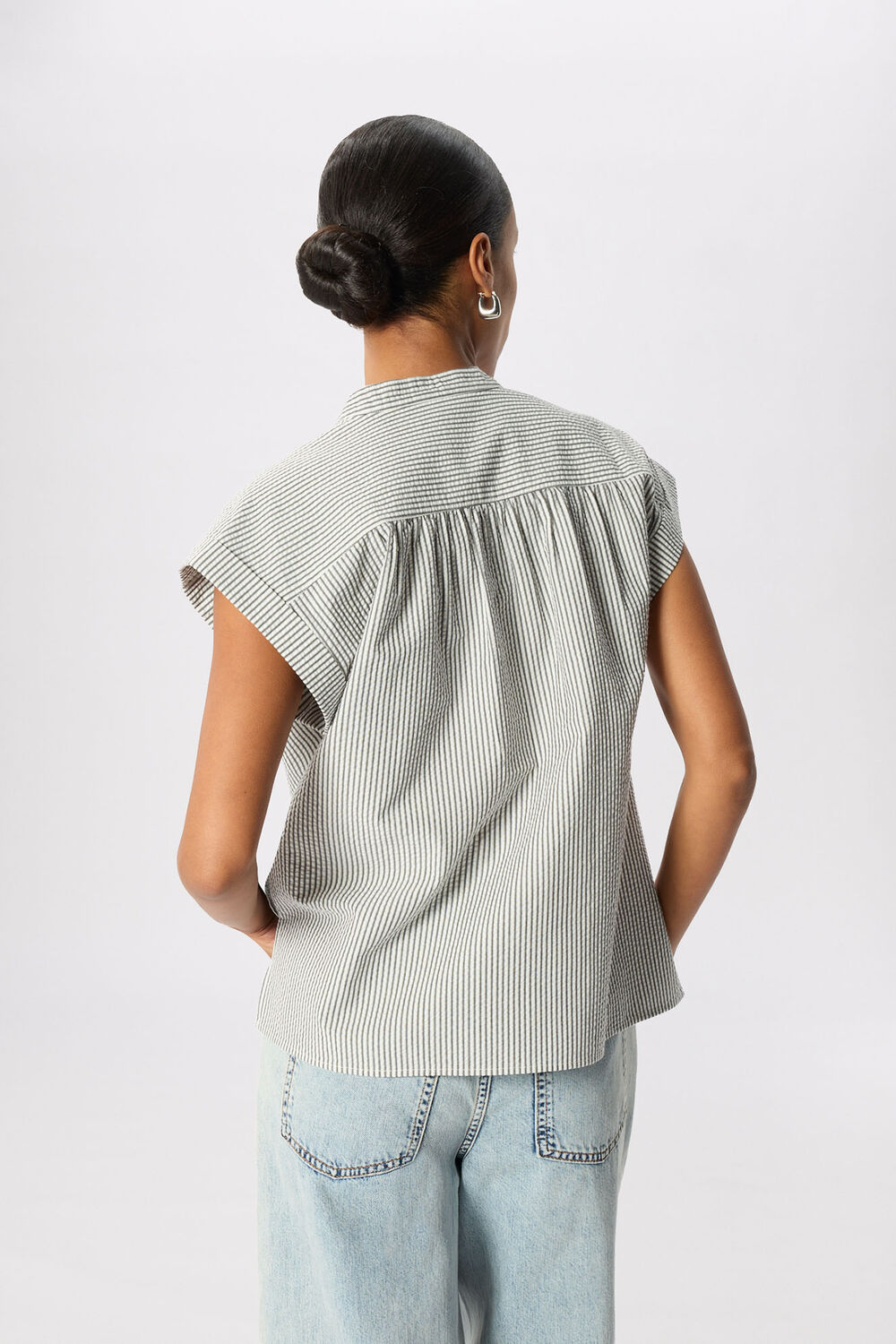 White Seersucker Stripe Shirt