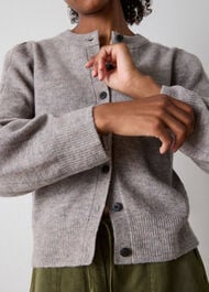 Wool Mix Puff Sleeve Cardigan