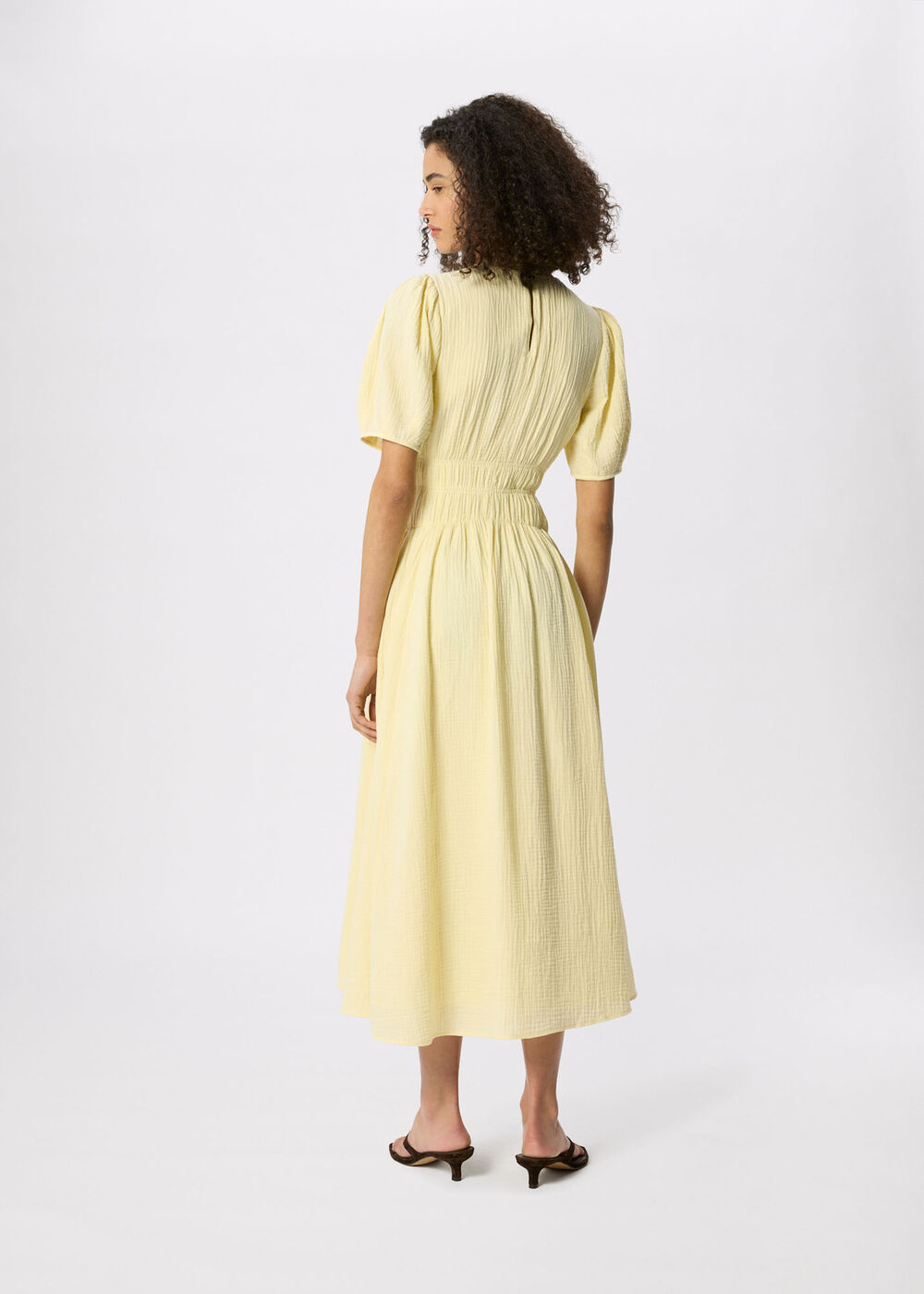 Gathered Textured Midi Dress
