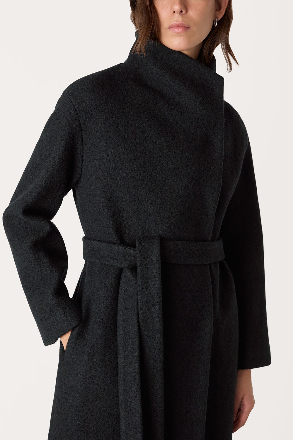 Black Morgan Funnel Neck Coat