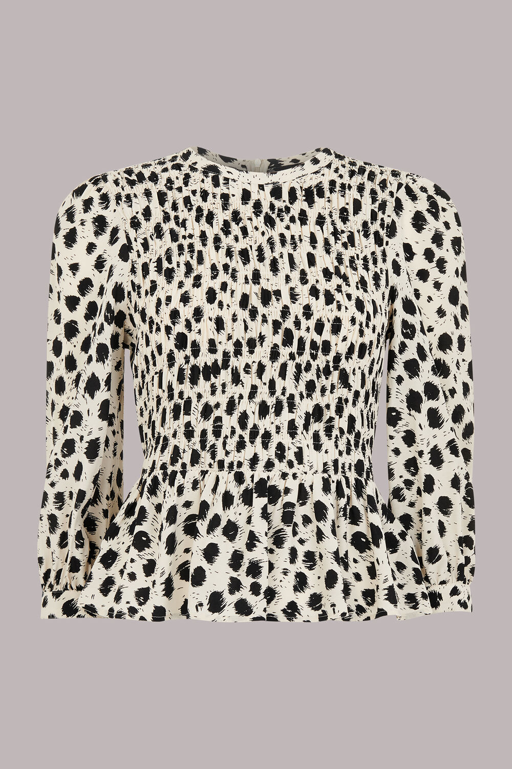 Black Brushed Dalmatian Shirred Top