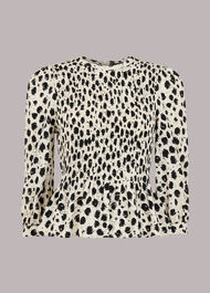 Brushed Dalmatian Shirred Top