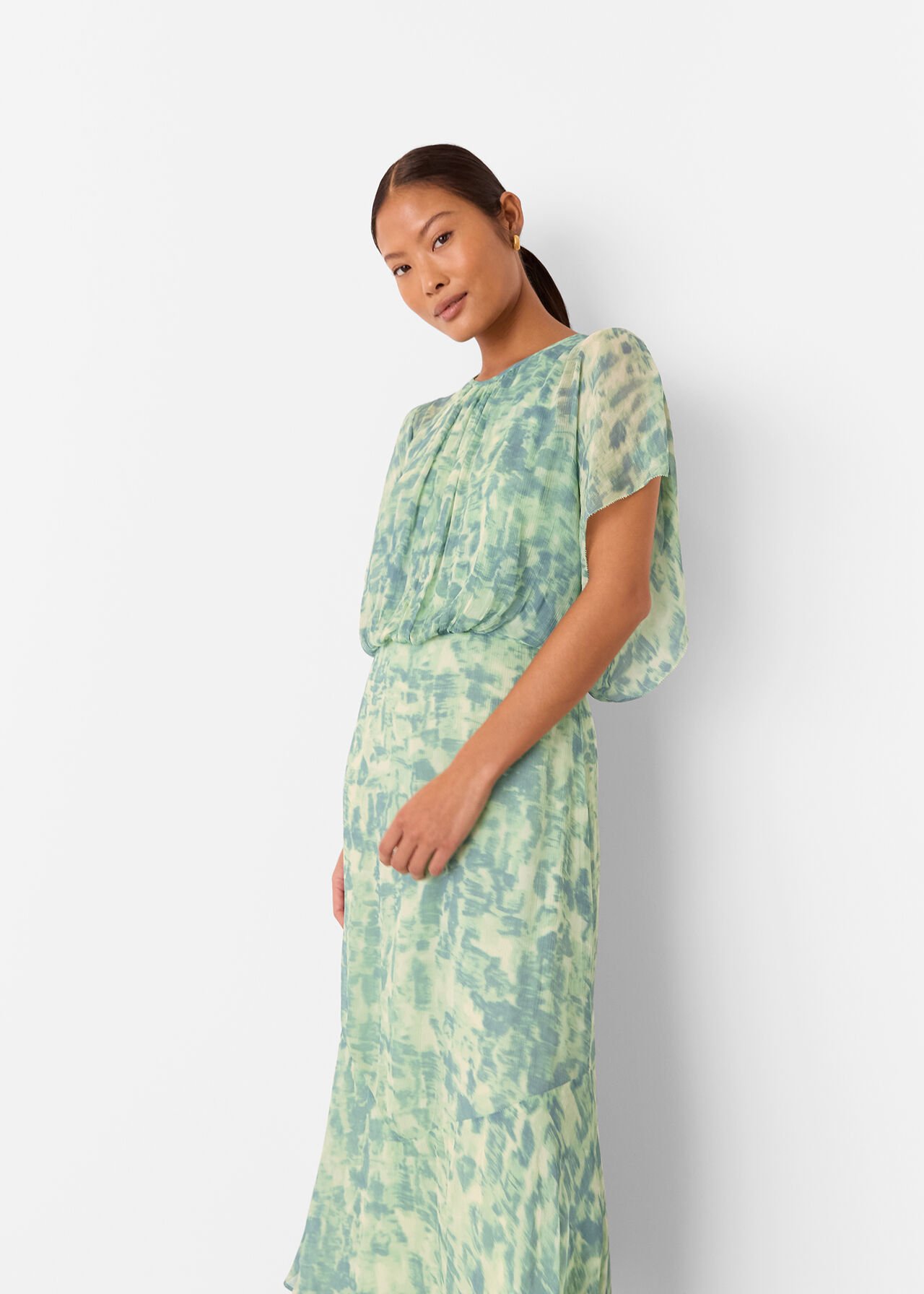 Petite Dashed Brush Marks Midi Dress