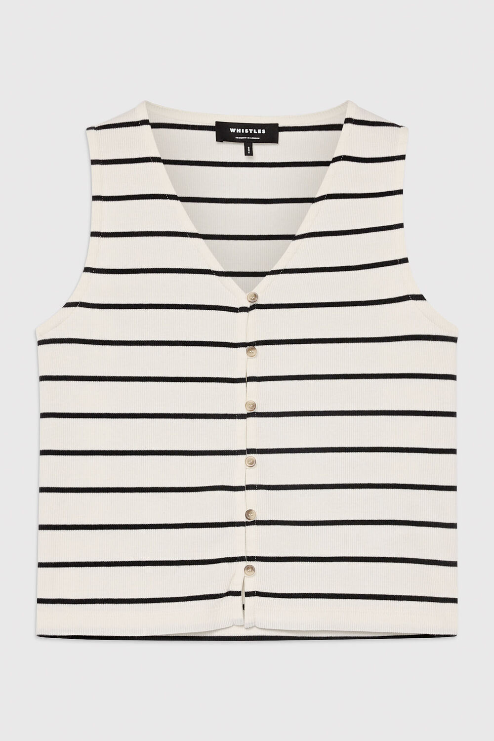 Black & White Stripe Button Front Tank
