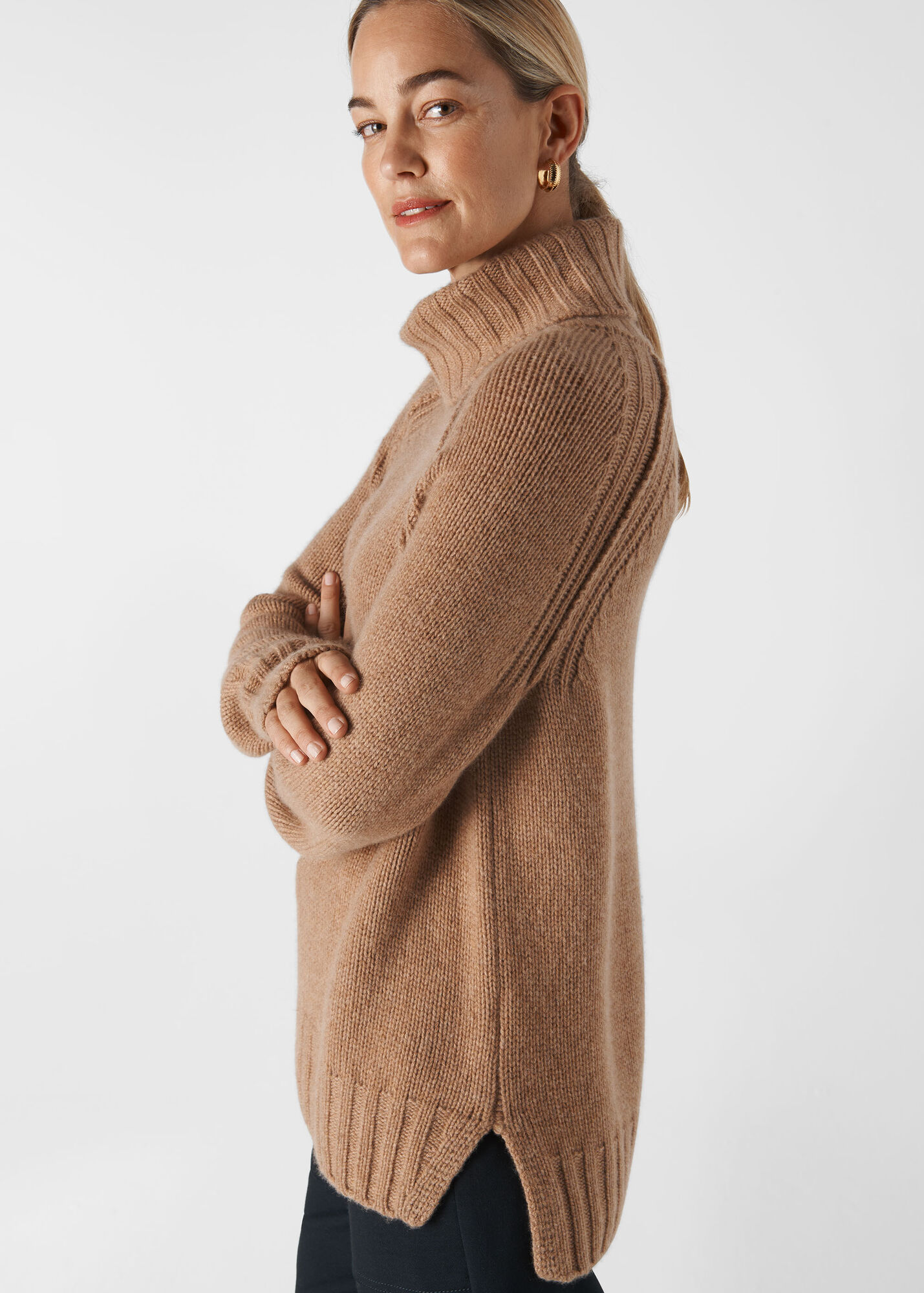 Camel Chunky Recycled Cashmere Knit WHISTLES