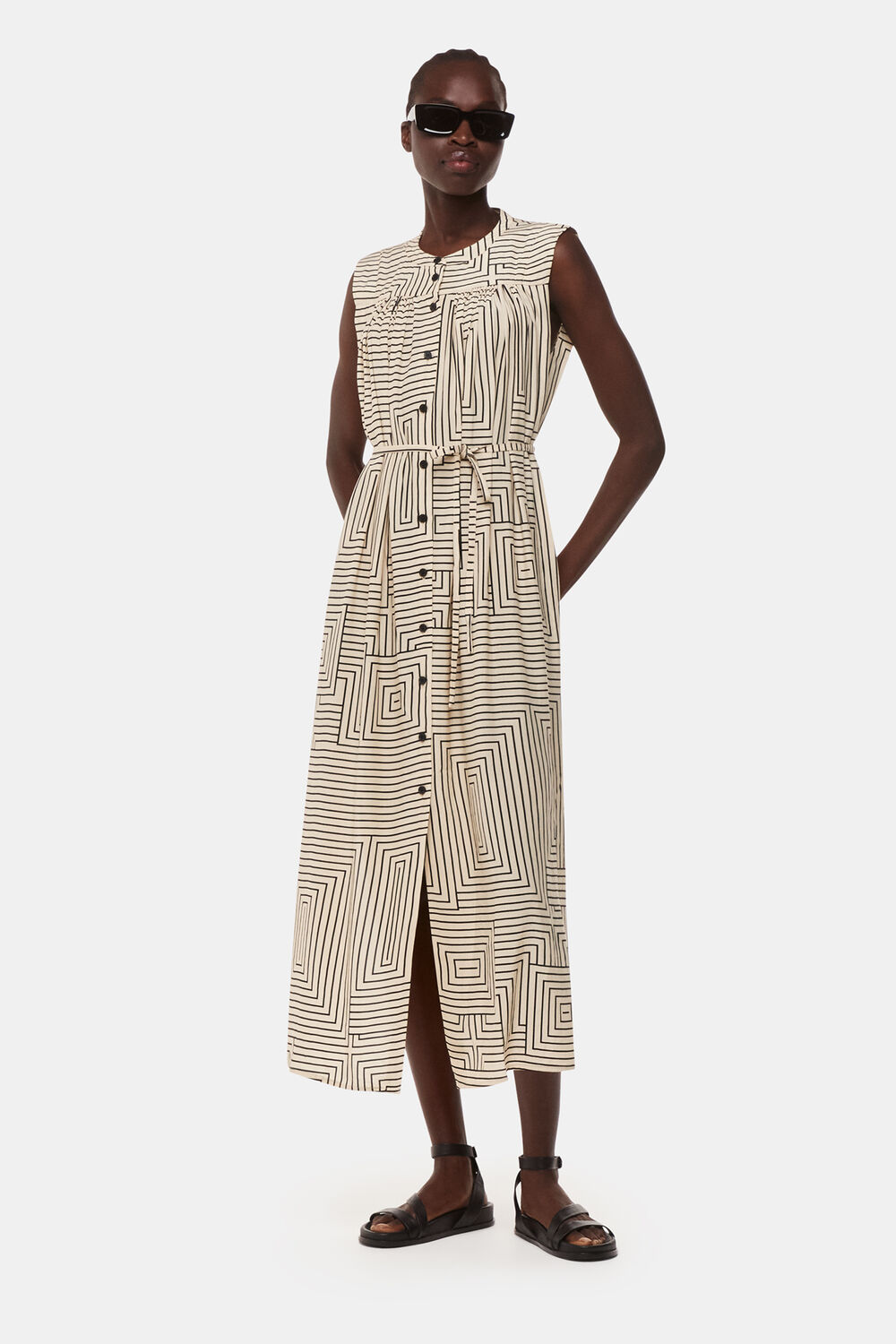 Ivory Angled Stripe Ilana Dress