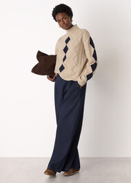Diamond Cable Wool Detail Knit