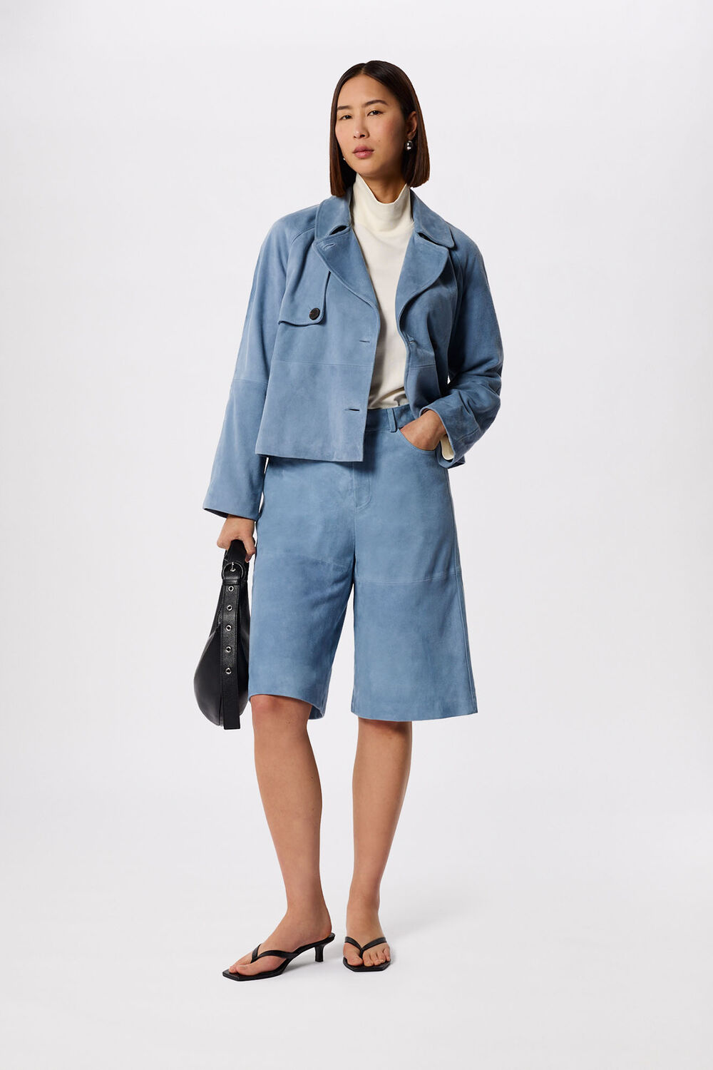 Blue Suede Longline Short