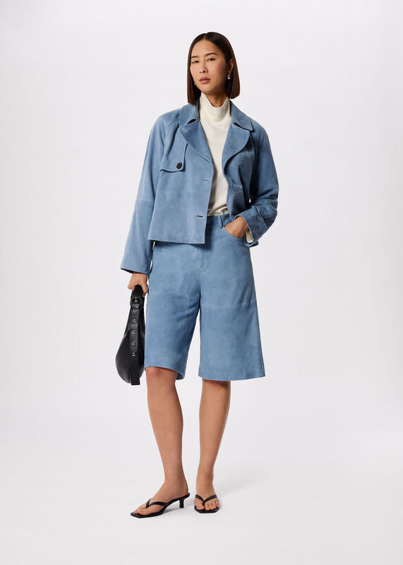 Blue Suede Longline Short