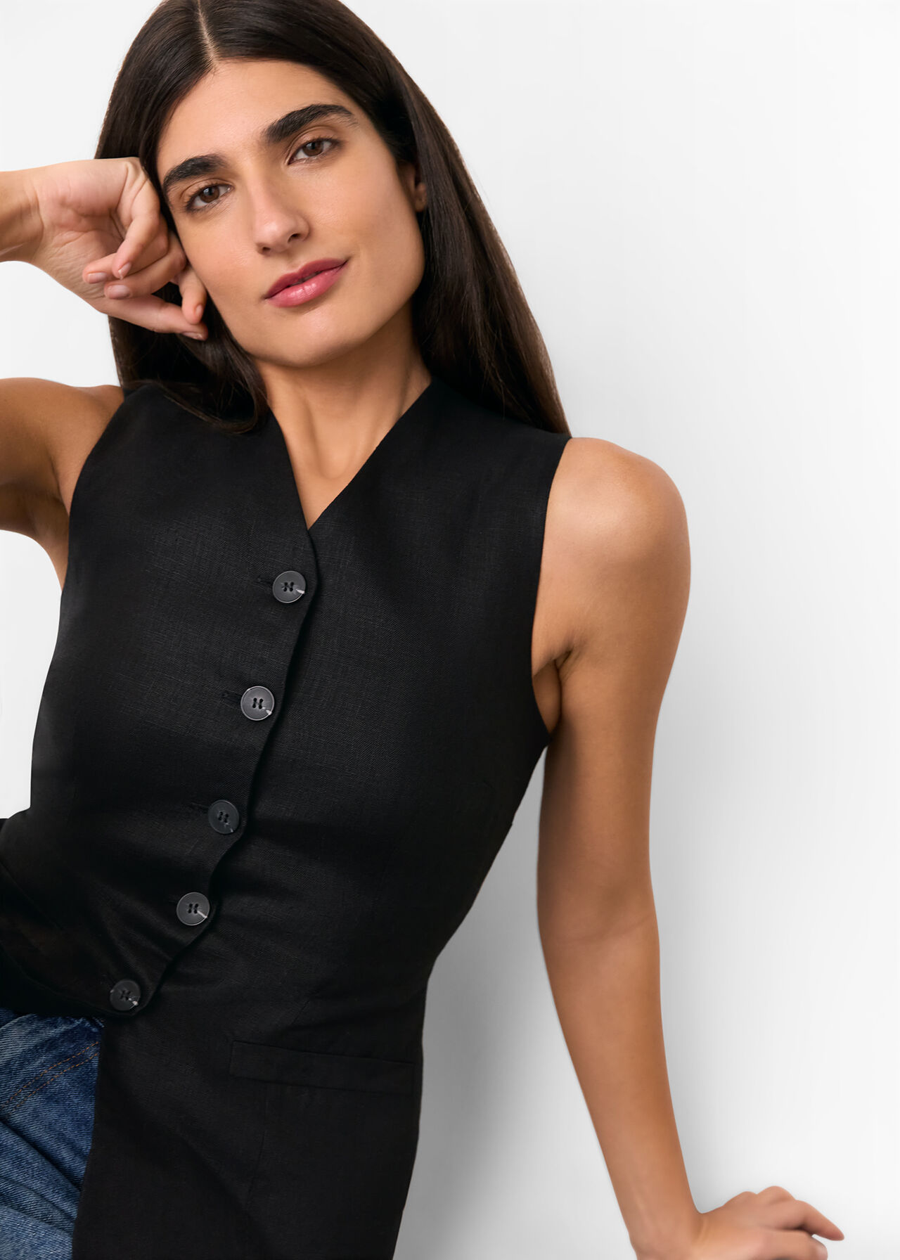 Black Molly Linen Waistcoat Coord
