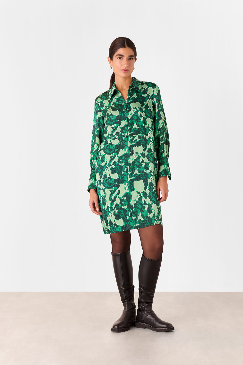 Green Spun Bouquet Short Dress