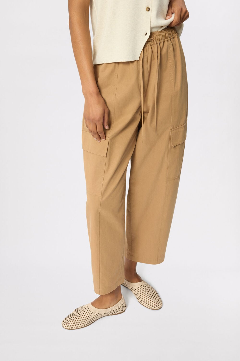 Neutral Utility Cotton Barrel Trouser