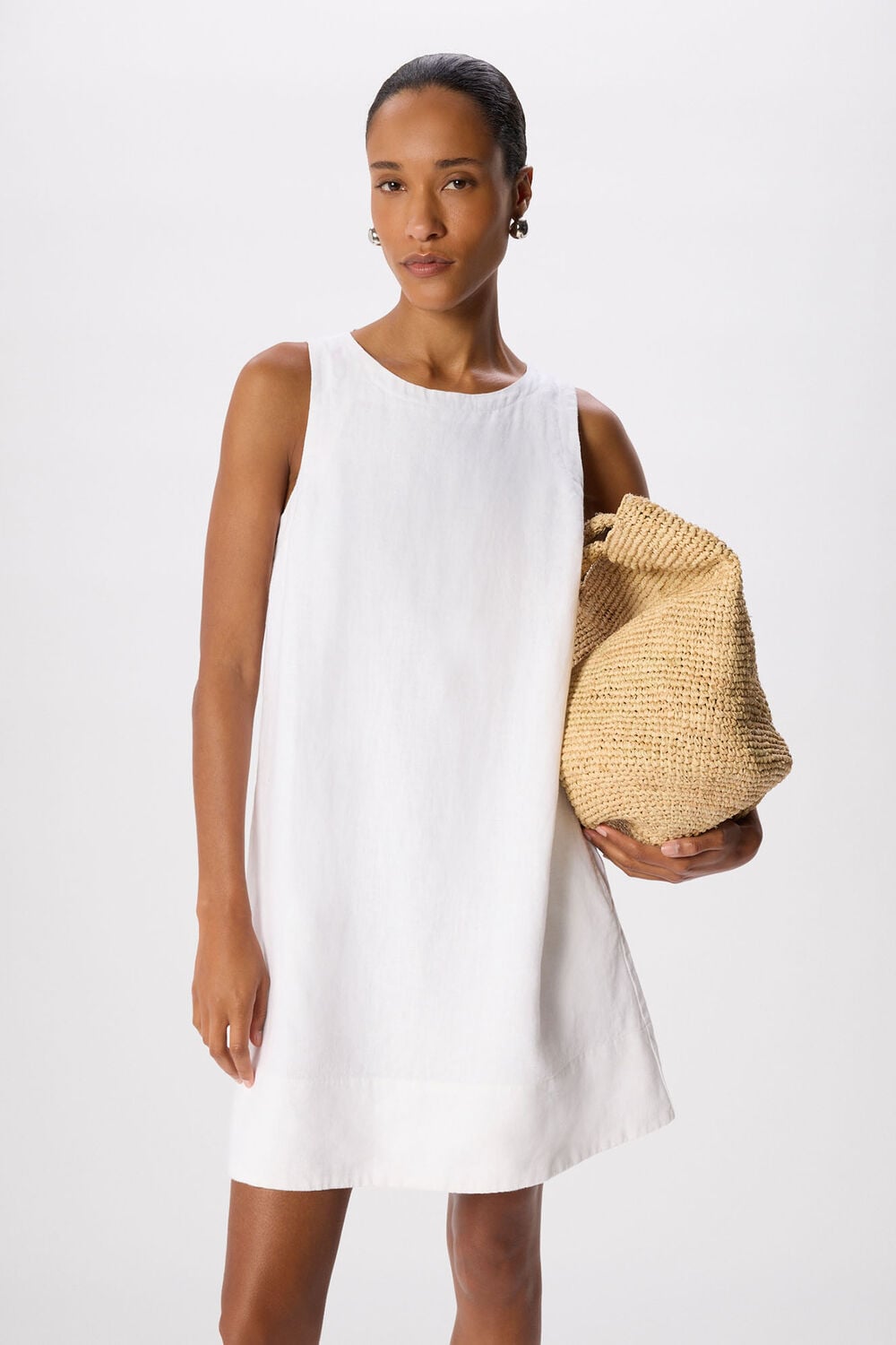 White Swing Linen Mini Dress