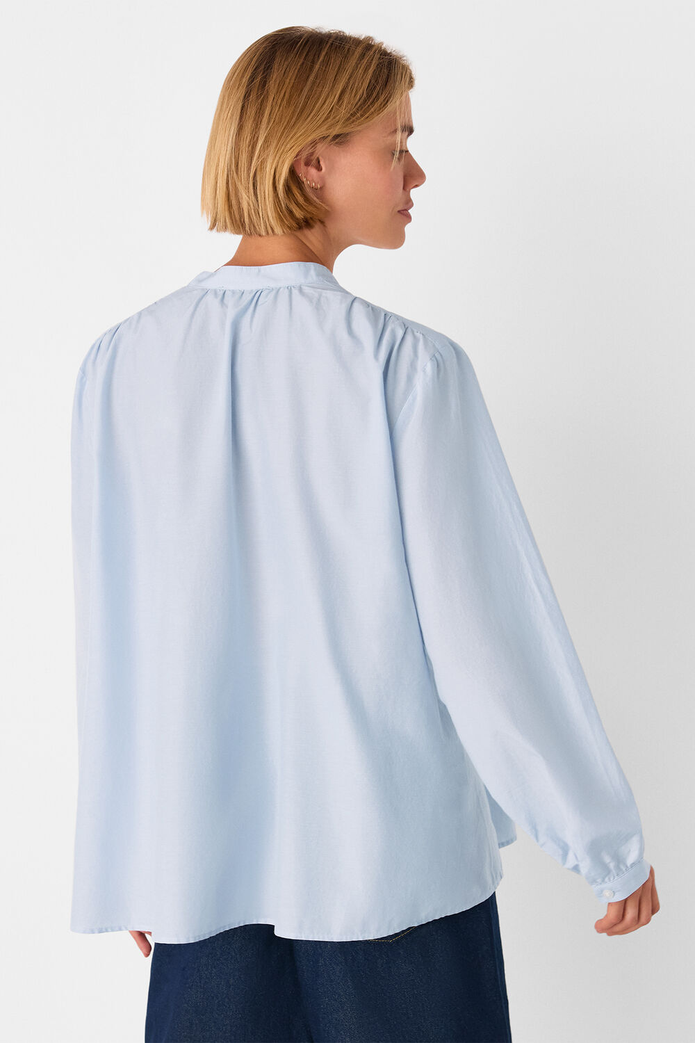 Pale Blue Silk Cotton Trapeze Shirt