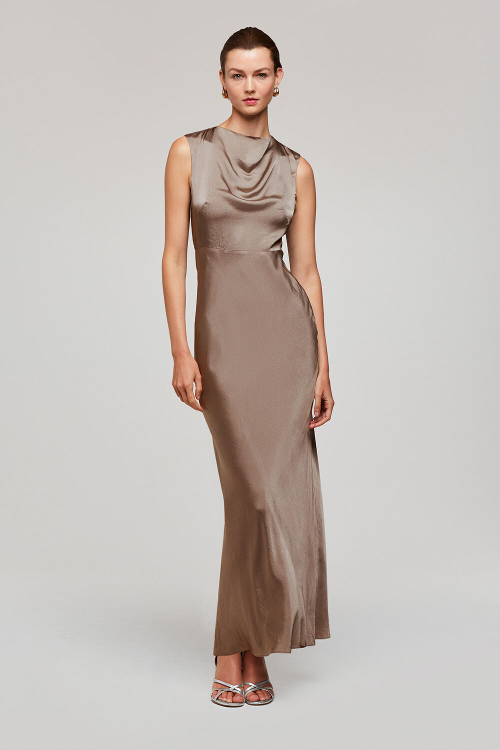 Cowl Neck Satin Maxi Dress