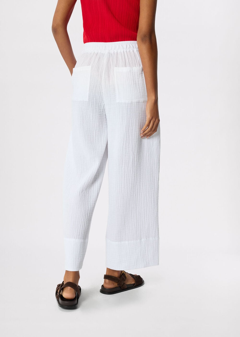 Wide Crop Cheesecloth Trouser