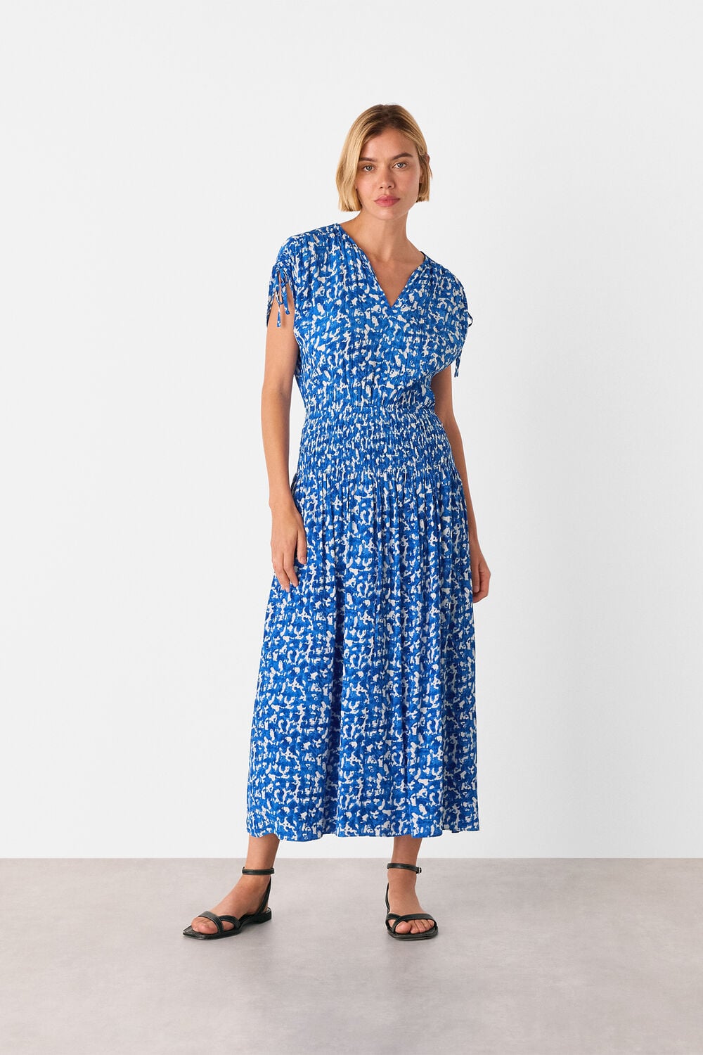 Blue Brushed Stroke Midi Dress