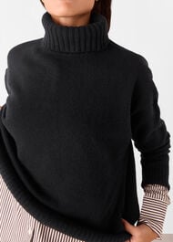 Wool Split Back Roll Neck