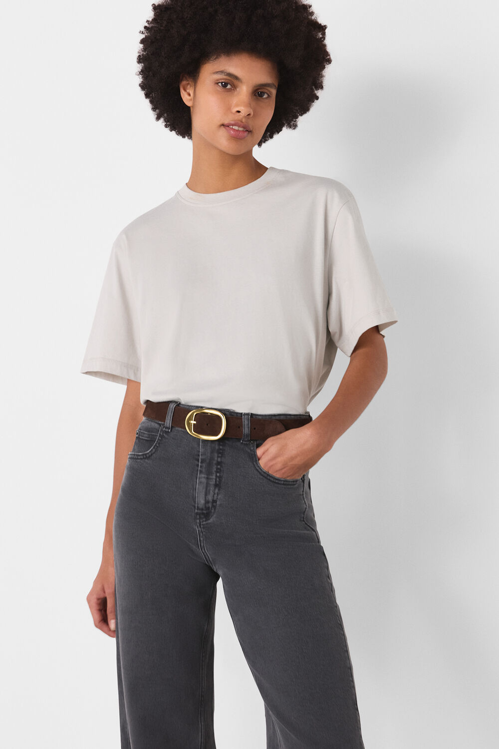 Grey Stretch Barrel Leg Jean