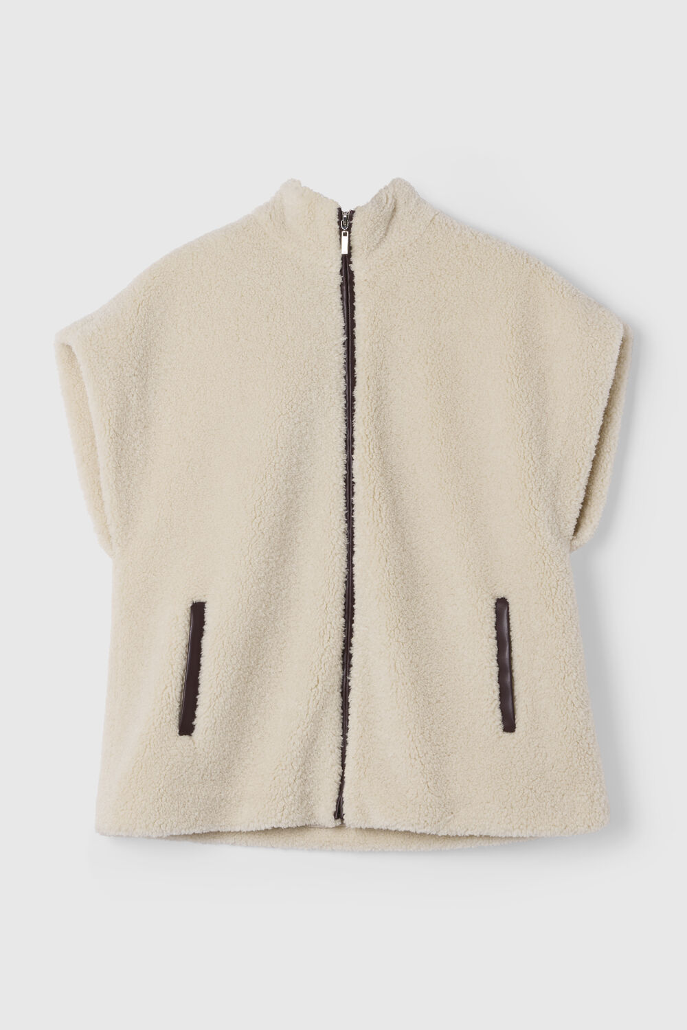 Ivory Faux Borg Fleece Gilet