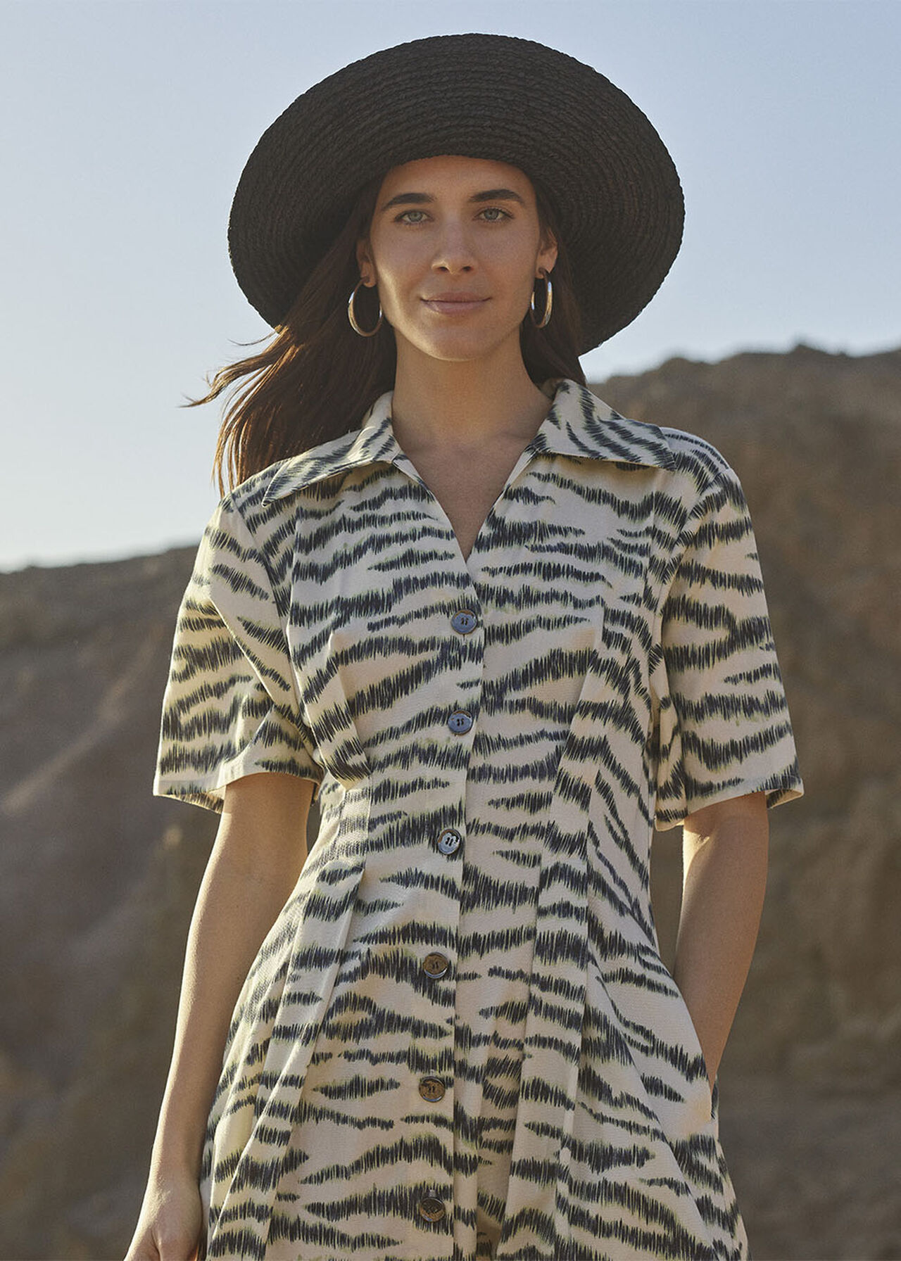 Feathered Tiger Midi Dress