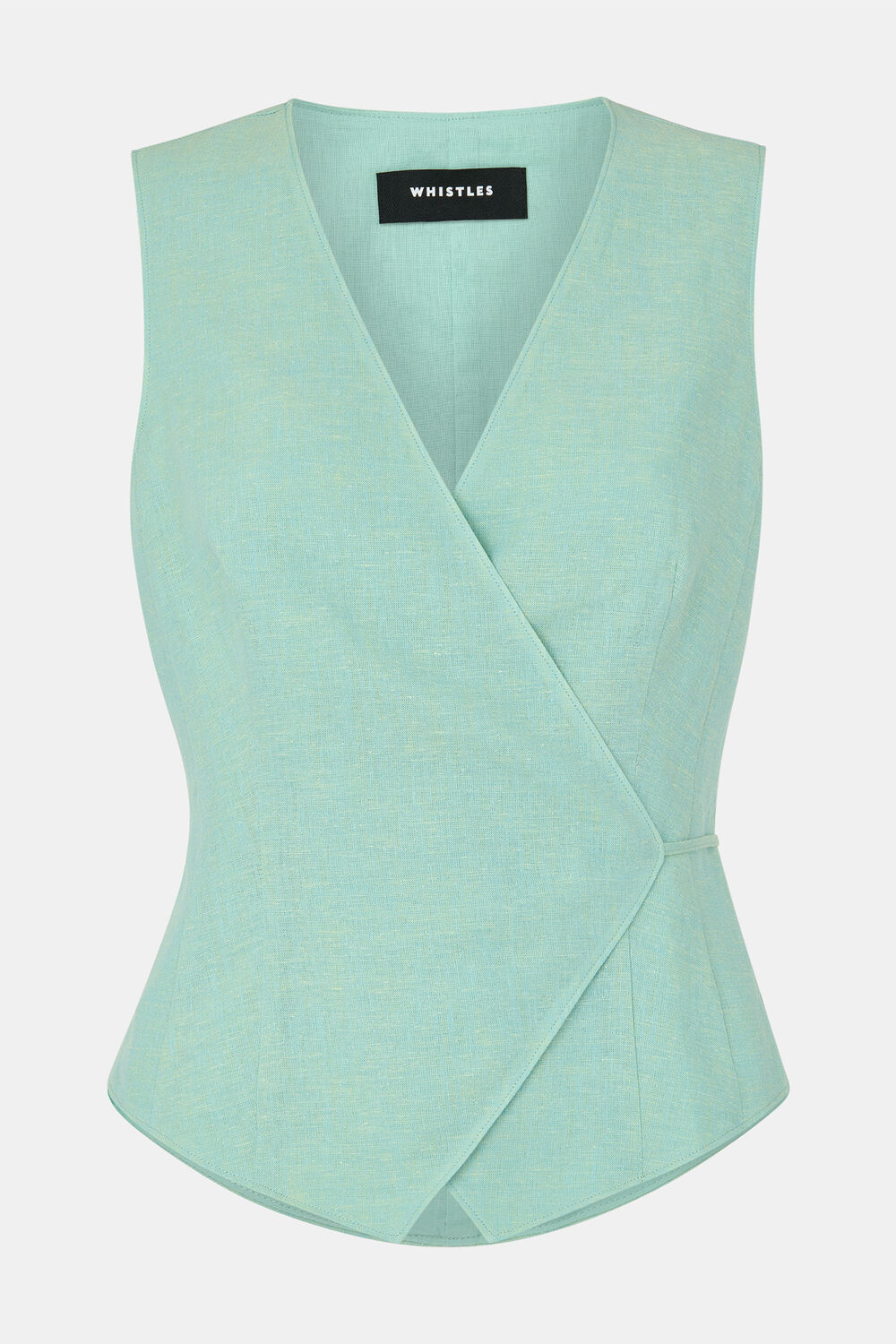 Mint Wrap Front Tie Waistcoat