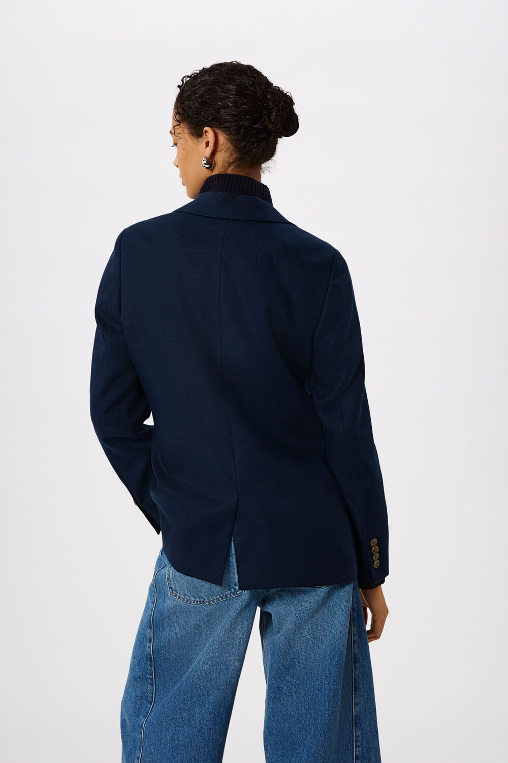 Navy Relaxed Hopsack Blazer