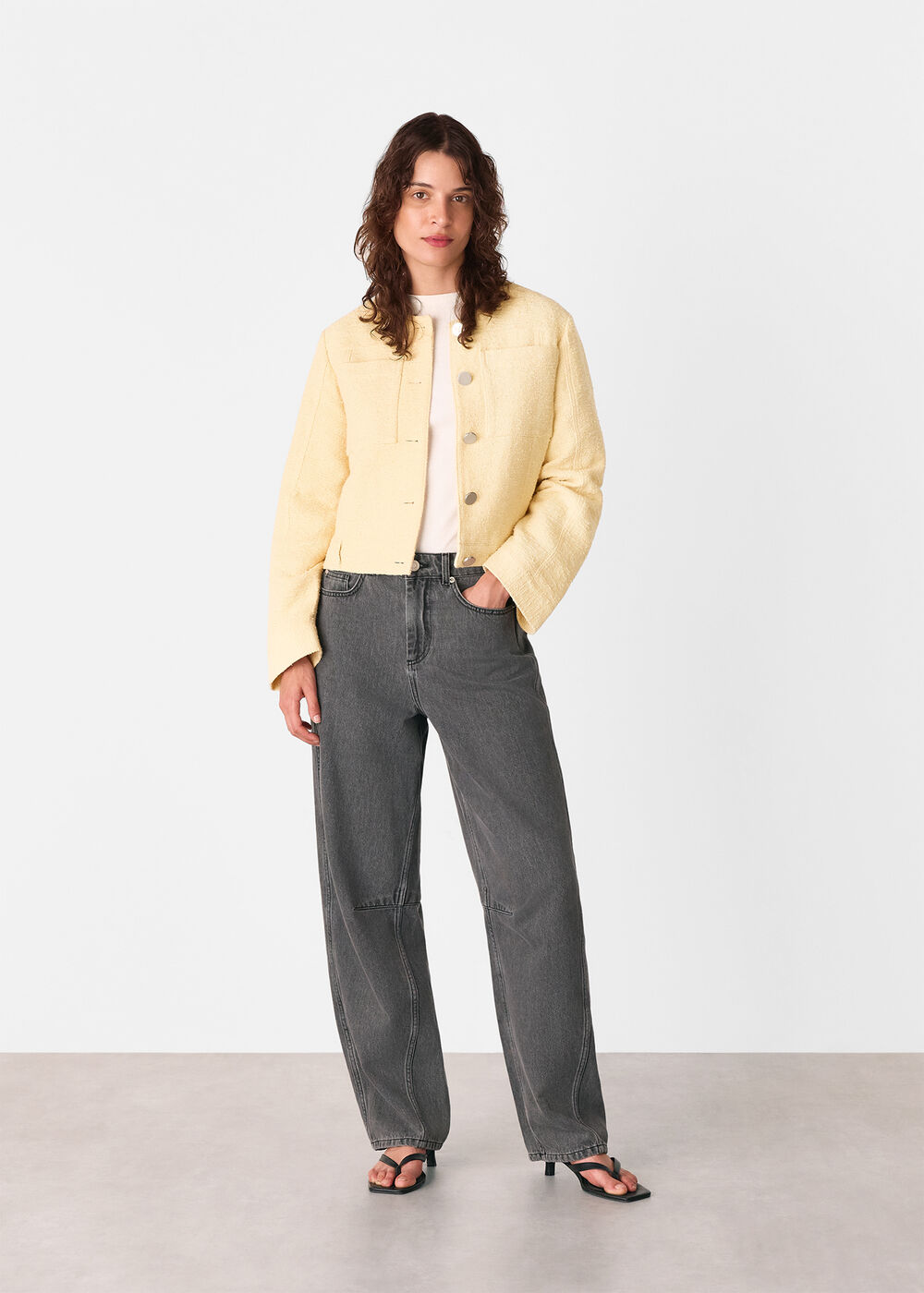 Textured Collarless Jacket