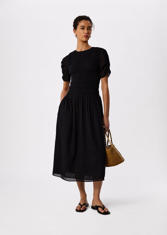 Black Avery Smocked Dress