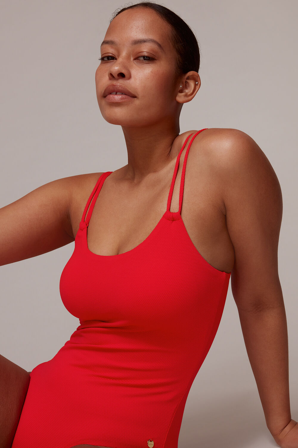 Double Strap Textured Swimsuit