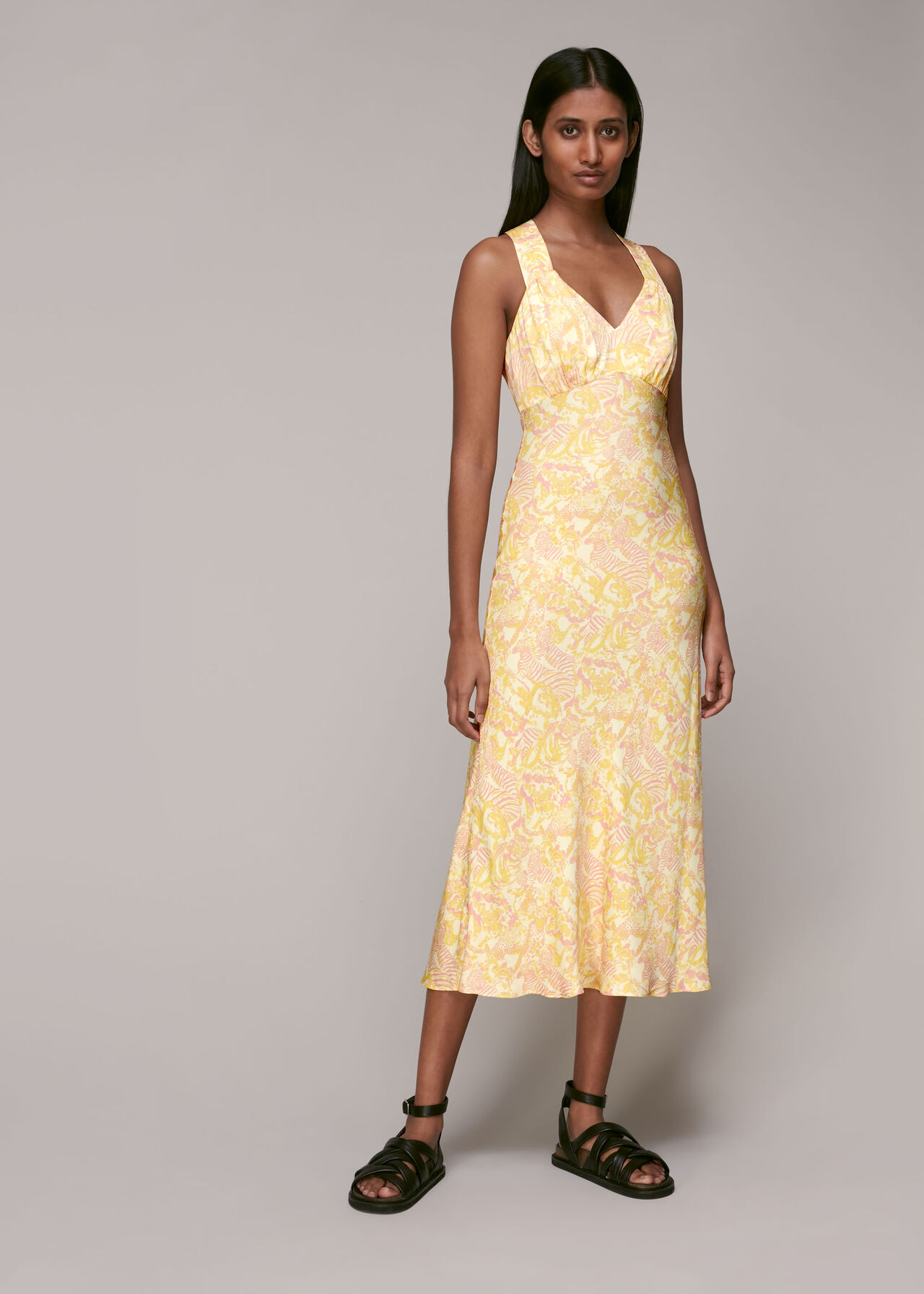 Yellow/Multi Buttercup Floral Print Dress, WHISTLES
