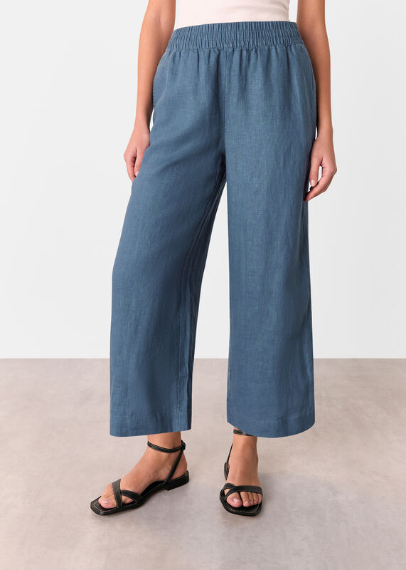 Blue Linen Pocket Pants 