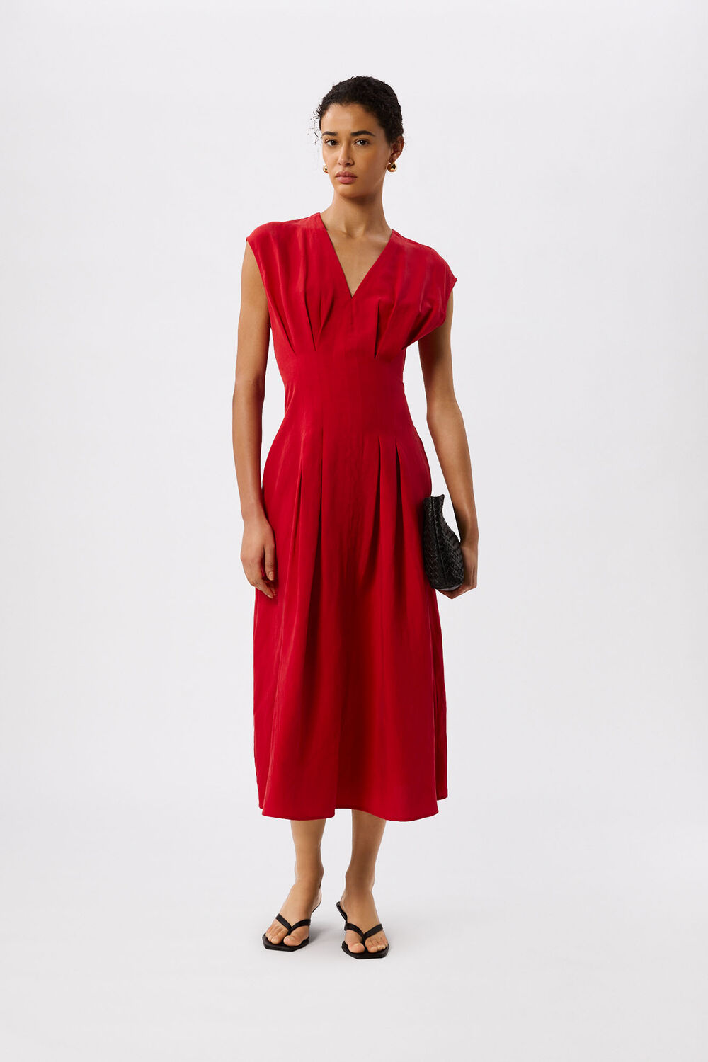 Red Panel Linen Blend Dress