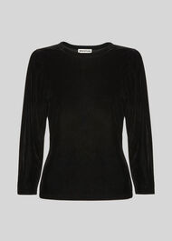 Puff Sleeve Velvet Top Black