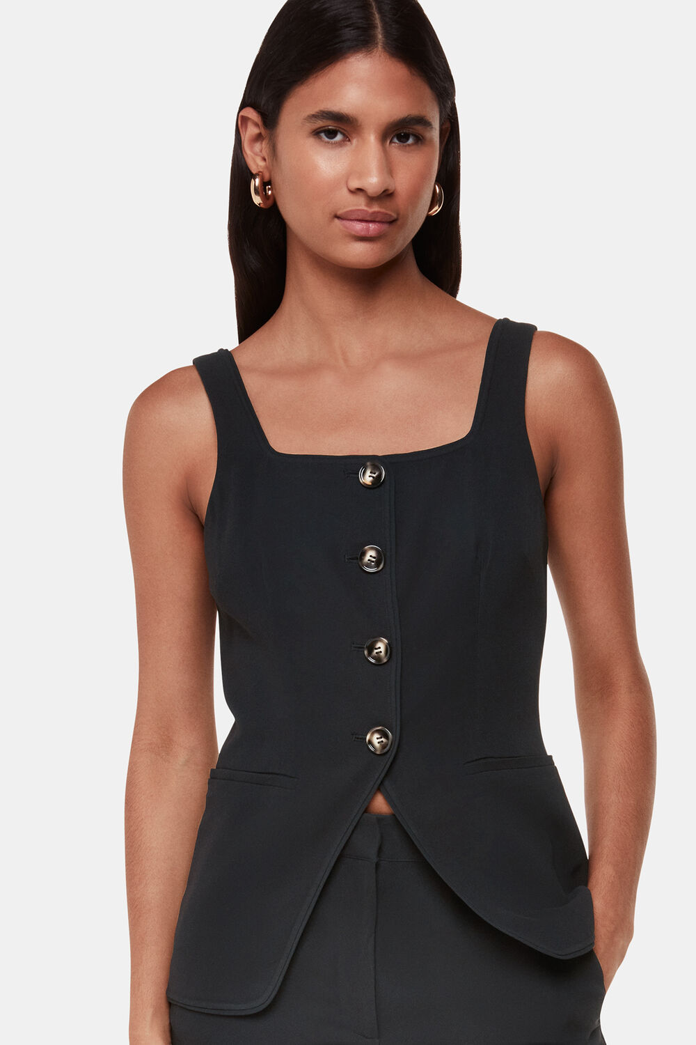 Black Sofia Crepe Waistcoat